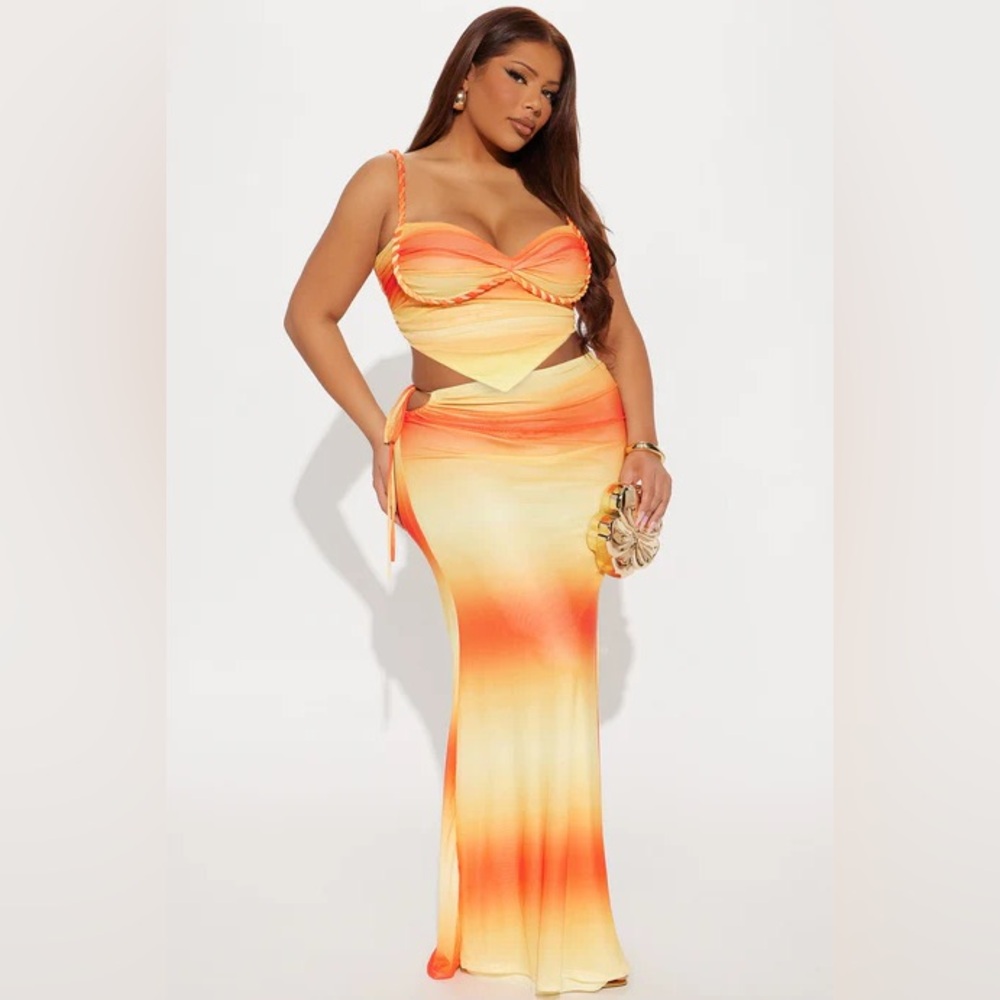 Fashion Nova Serena Mesh Maxi Skirt Set